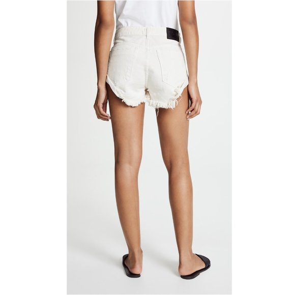 One Teaspoon Worn White Bandit Shorts - Picture 3 of 6